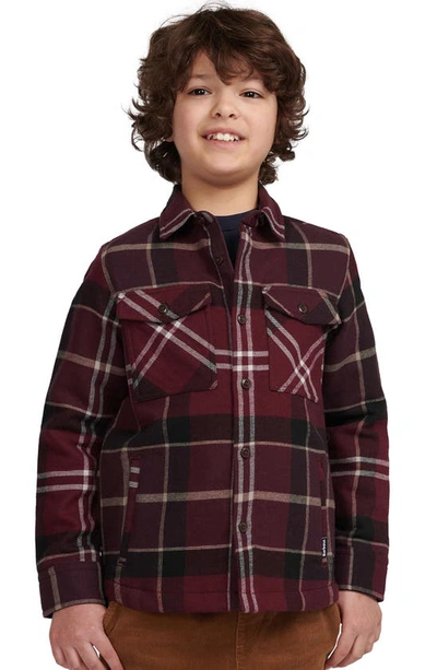 Shop Barbour Kids' Tartan Plaid Long Sleeve Button-up Shirt In Winter Red Tartan