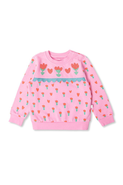 Shop Stella Mccartney Kids Tulip Printed Crewneck Sweatshirt In Pink