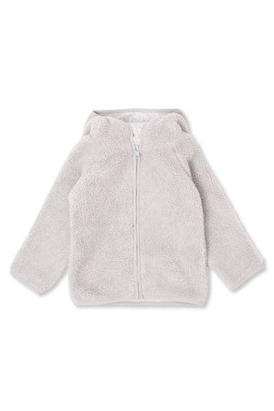 Shop Stella Mccartney Kids Bear Ear Fleece Zipped Jacket In Grey