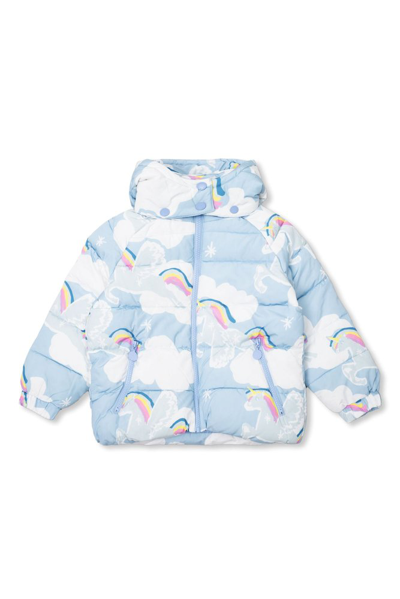 Shop Stella Mccartney Kids Unicorn Printed Hooded Jacket In Blue