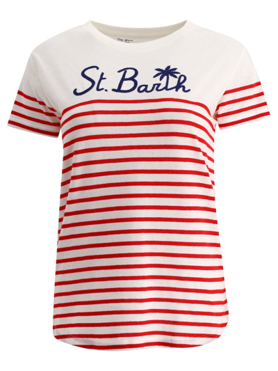 Shop Mc2 Saint Barth Logo Embroidered Striped T In Multi