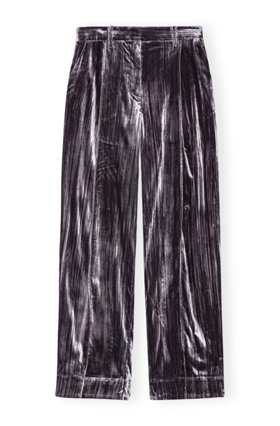 Shop Ganni Striped Velvet Trousers