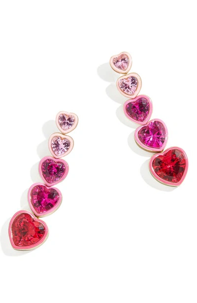 Shop Baublebar Heart Linear Drop Earrings In Pink