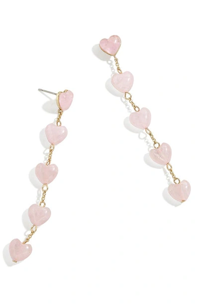 Shop Baublebar Juno Rose Quartz Linear Drop Earrings In Pink