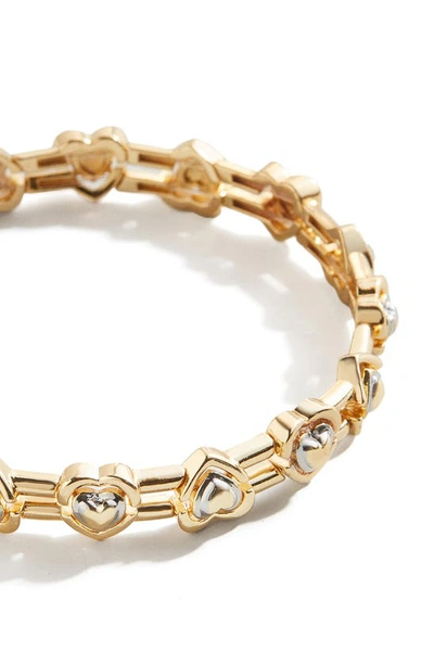 Shop Baublebar Alternating Heart Stretch Bracelet In Gold