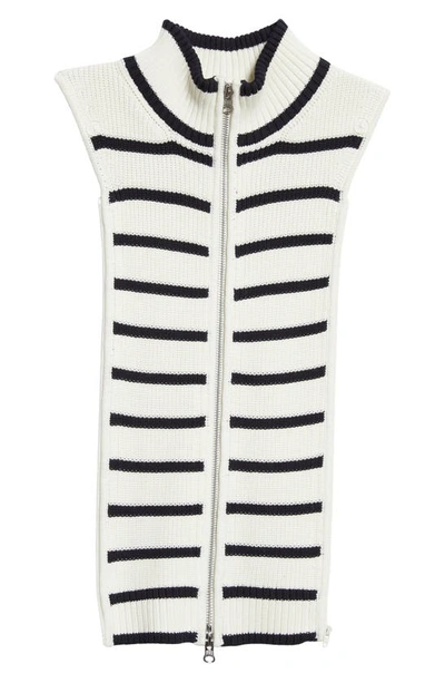 Shop Veronica Beard Tempest Stripe Knit Dickey In Off White Navy