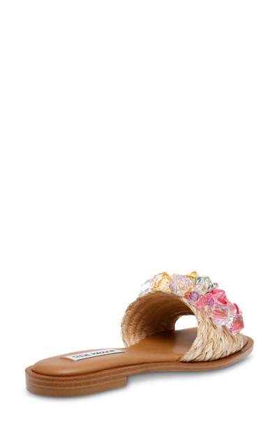 Shop Steve Madden Andree Bead Embellished Slide Sandal In Natural Raffia