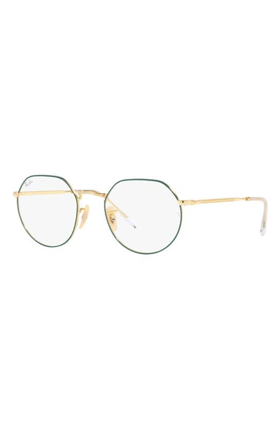 Ray Ban Jack 51mm Hexagonal Optical Glasses In Pale Gold