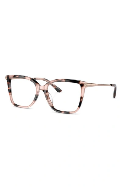 Michael Kors Shenandoah 53mm Square Optical Glasses In Pink Tortoise