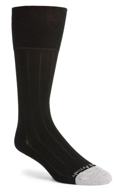 Shop Edward Armah Pima Cotton Blend Rib Dress Socks In Black
