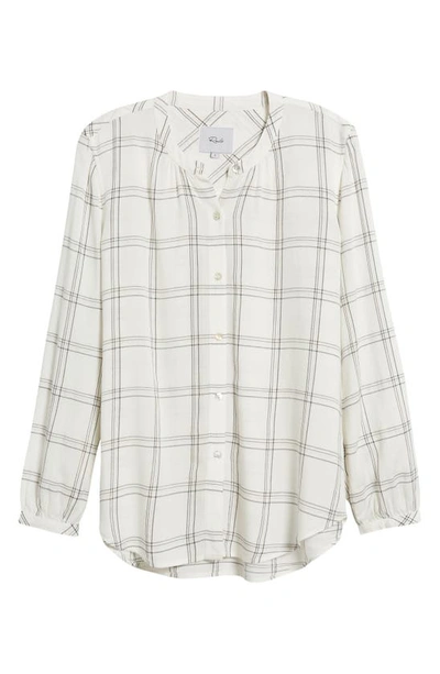 Shop Rails Elosie Plaid Band Collar Button-up Blouse In Snow Onyx Gold