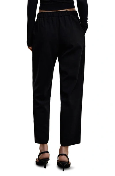 Shop Mango Flowy Drawstring Ankle Pants In Black