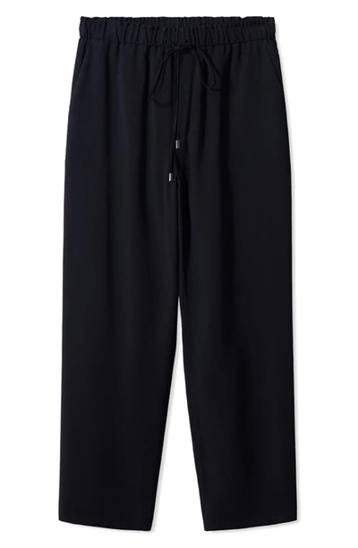 Shop Mango Flowy Drawstring Ankle Pants In Black