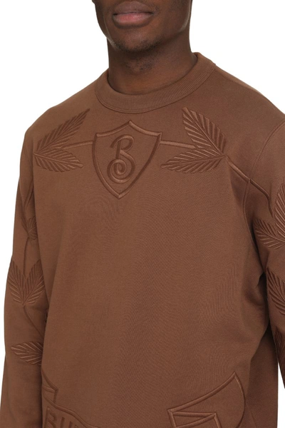 Shop Burberry Logo Detail Cotton Sweatshirt In Brown