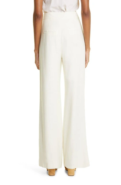 Veronica Beard Robinne Wide Leg Stretch Cotton Pants In Off-white