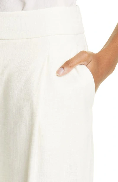 Veronica Beard Robinne Wide Leg Stretch Cotton Pants In Off-white
