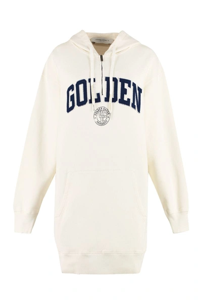 Shop Golden Goose Geneve Logo Print Cotton Sweatdress In Panna