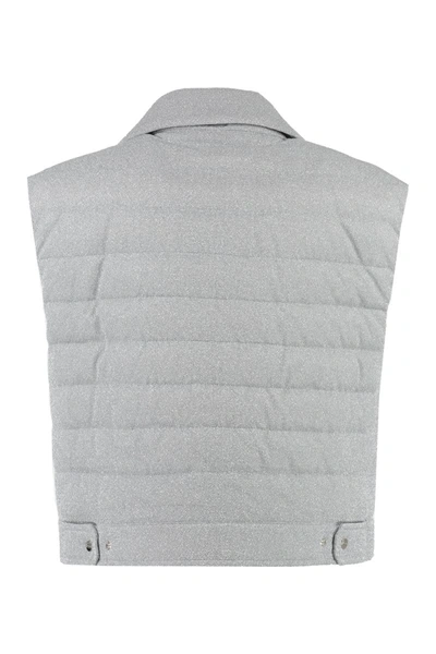 Shop Herno Full Zip Field Vest In Silver