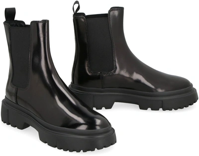 Shop Hogan H619 Leather Chelsea Boots In Black