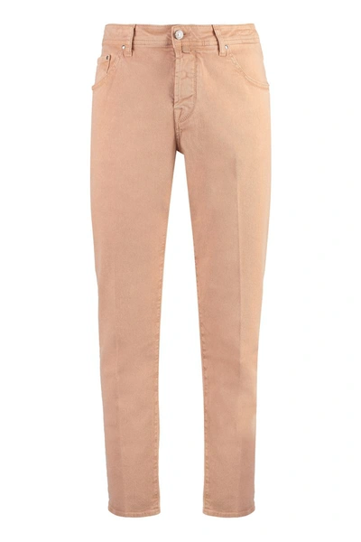 Shop Jacob Cohen 5-pocket Slim Fit Jeans In Salmon Pink