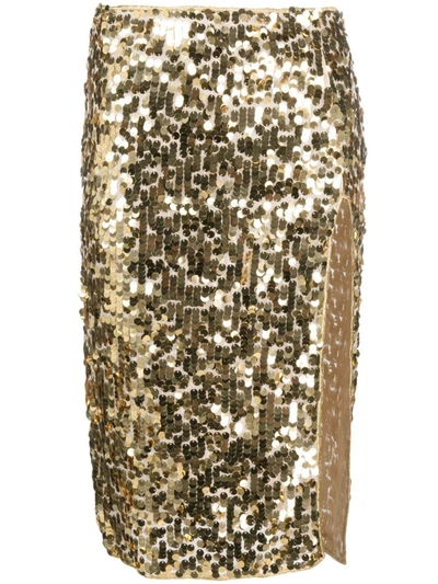 Shop Oseree Oséree Night Sequins Midi Skirt Clothing In Grey