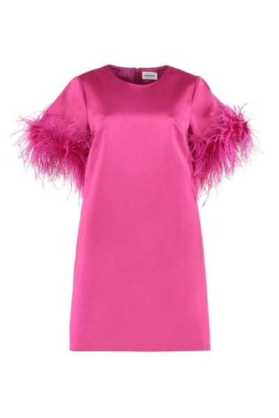 Shop P.a.r.o.s.h . Feather Dress In Fuchsia