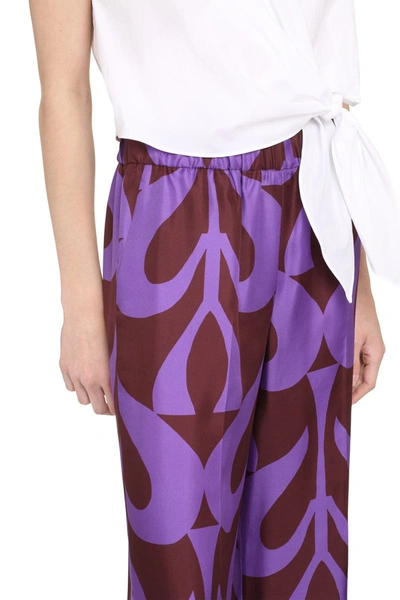 Shop P.a.r.o.s.h . Printed Silk Pants In Purple