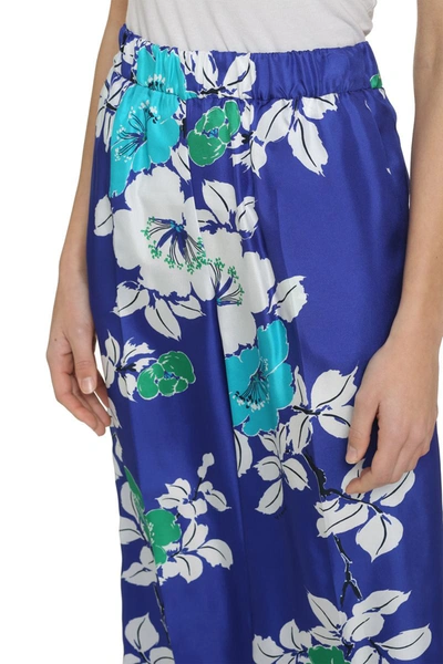 Shop P.a.r.o.s.h . Silk Floral Printed Flowers In Blue