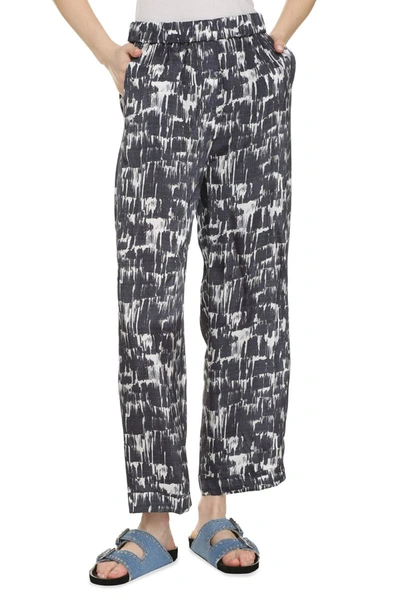 Shop Peserico Printed Satin Trousers In Blue