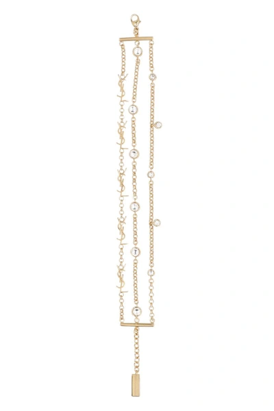 Shop Saint Laurent Cassandre Pendants Chain Bracelet In Gold