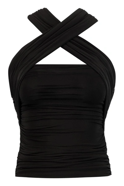 Shop Saint Laurent Jersey Top In Black