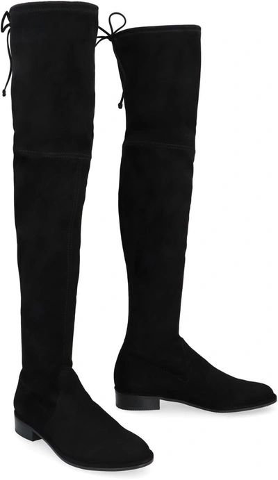Shop Stuart Weitzman Lowland Stretch Suede Over The Knee Boots In Black
