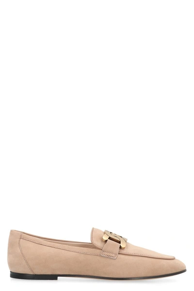 Shop Tod's Kate Suede Loafers In Sand