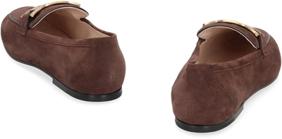 Shop Tod's Kate Suede Loafers In Brown