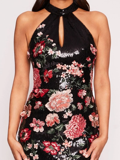 Shop Marchesa Halter Shimmer Gown In Black Multi