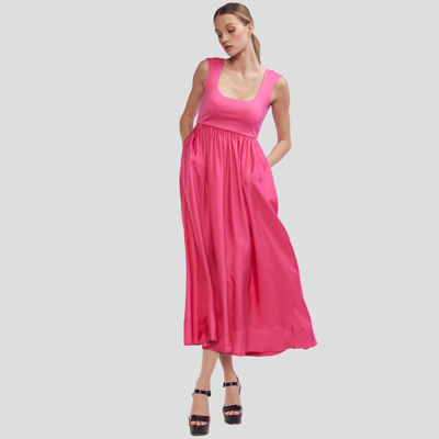 Shop Cynthia Rowley Scoop Neck Spandex Silk Dress In Pink