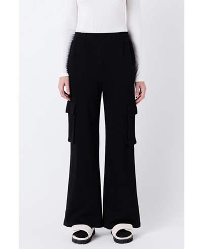 Shop Grey Lab Women's Wide Knit Pants With Pockets In Black
