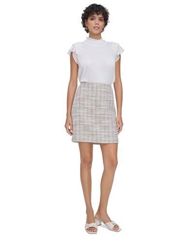 Shop Calvin Klein Women's Tweed Skirt In Cream Multi