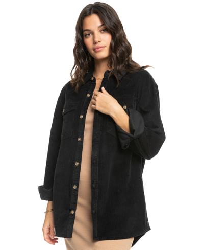 Shop Roxy Juniors' Let It Go Corduroy Shacket In Anthracite