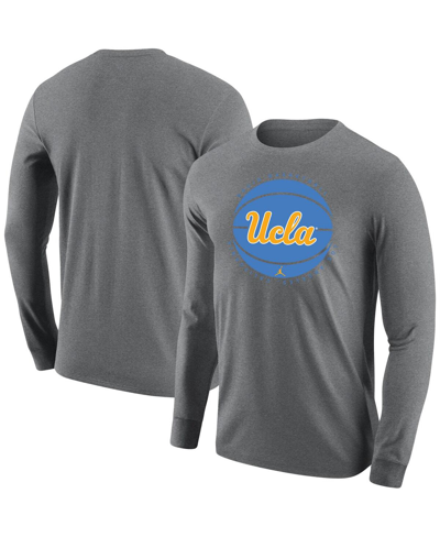 Shop Jordan Men's  Gray Ucla Bruins Basketball Long Sleeve T-shirt