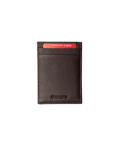 Shop Champs Men's Mag Hybrid Leather Rfid Card Holder In Gift Box In Khaki