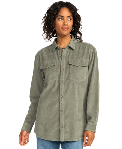 Shop Roxy Juniors' Let It Go Corduroy Shacket In Agave