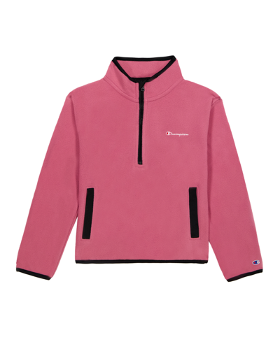 Shop Champion Big Girls Micro Fleece Quarter Zip Jacket In Terracotta Pink