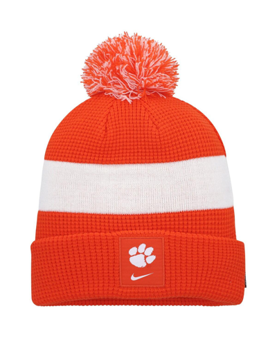 Shop Nike Men's  Orange Clemson Tigers Sideline Team Cuffed Knit Hat With Pom