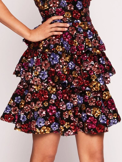 Shop Marchesa Sequin Bouquets Mini Dress In Multi