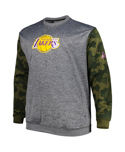 Shop Fanatics Men's  Heather Charcoal Los Angeles Lakers Big And Tall Camo Stitched Sweatshirt