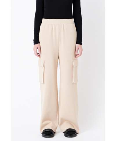 Shop Grey Lab Women's Wide Knit Pants With Pockets In Nude