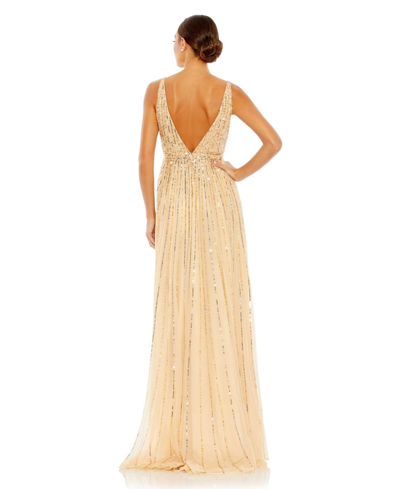 Shop Mac Duggal Women's V Neck Gown In Sunset