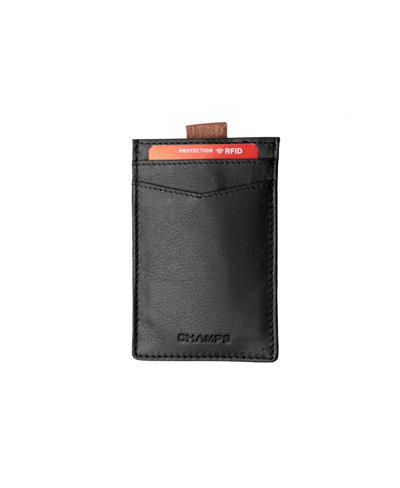 Shop Champs Men's Smart Tap Leather Rfid Card Holder In Gift Box In Black