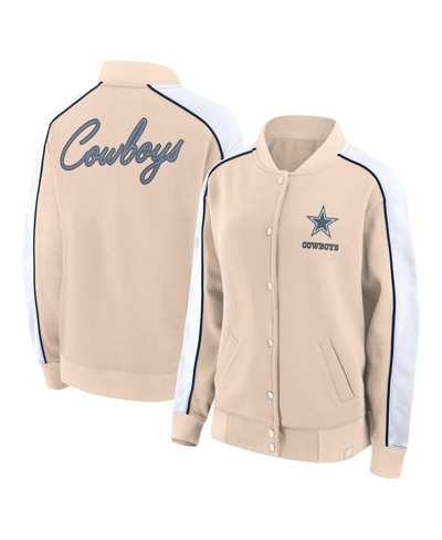 Fanatics Women's  Branded Oatmeal Dallas Stars Carry The Puck Pullover Hoodie Sweatshirt In Tan